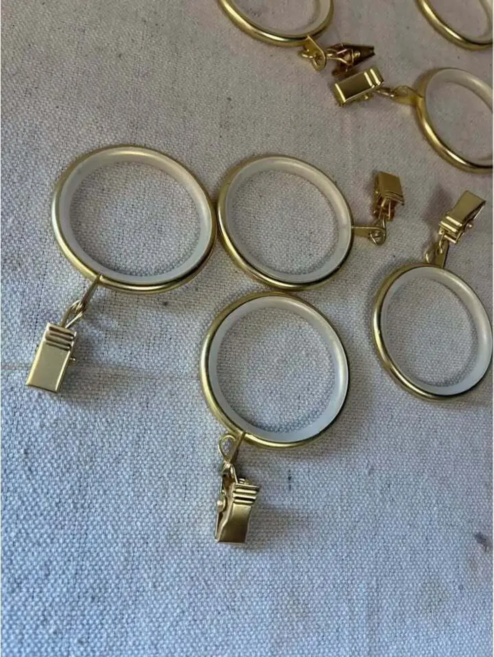 Gold Curtain Rings with Clips set of 24